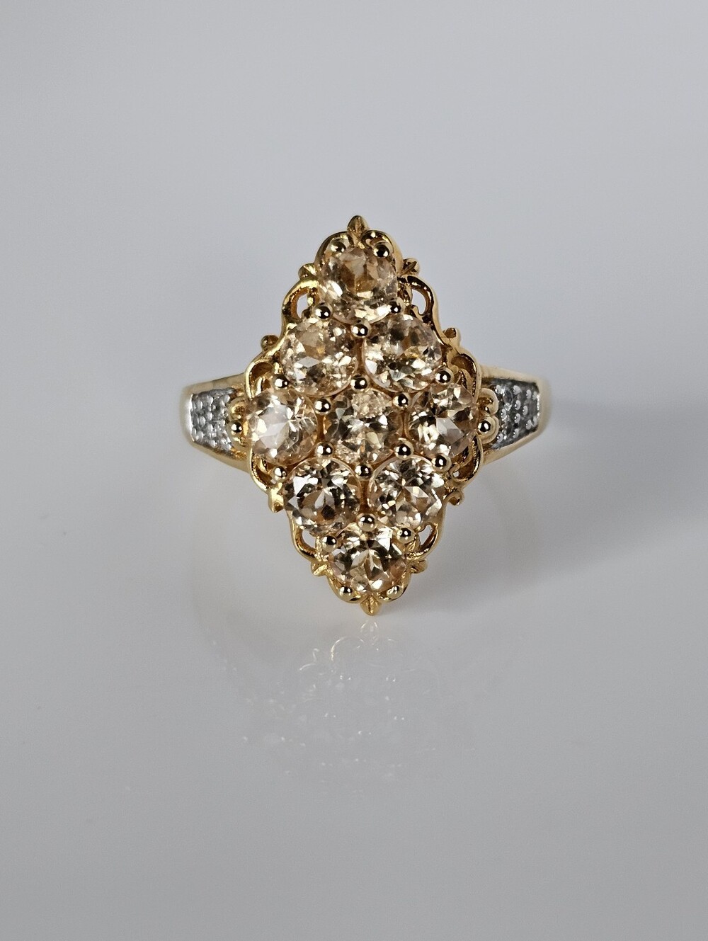 Ceylon Imperial Garnet Cluster Ring Yellow Gold Vermeil Size 7!